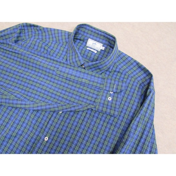 Southern Tide Other - Southern Tide Intercoastal Shirt Mens XXL Blue Green Plaid Nylon Stretch 20714